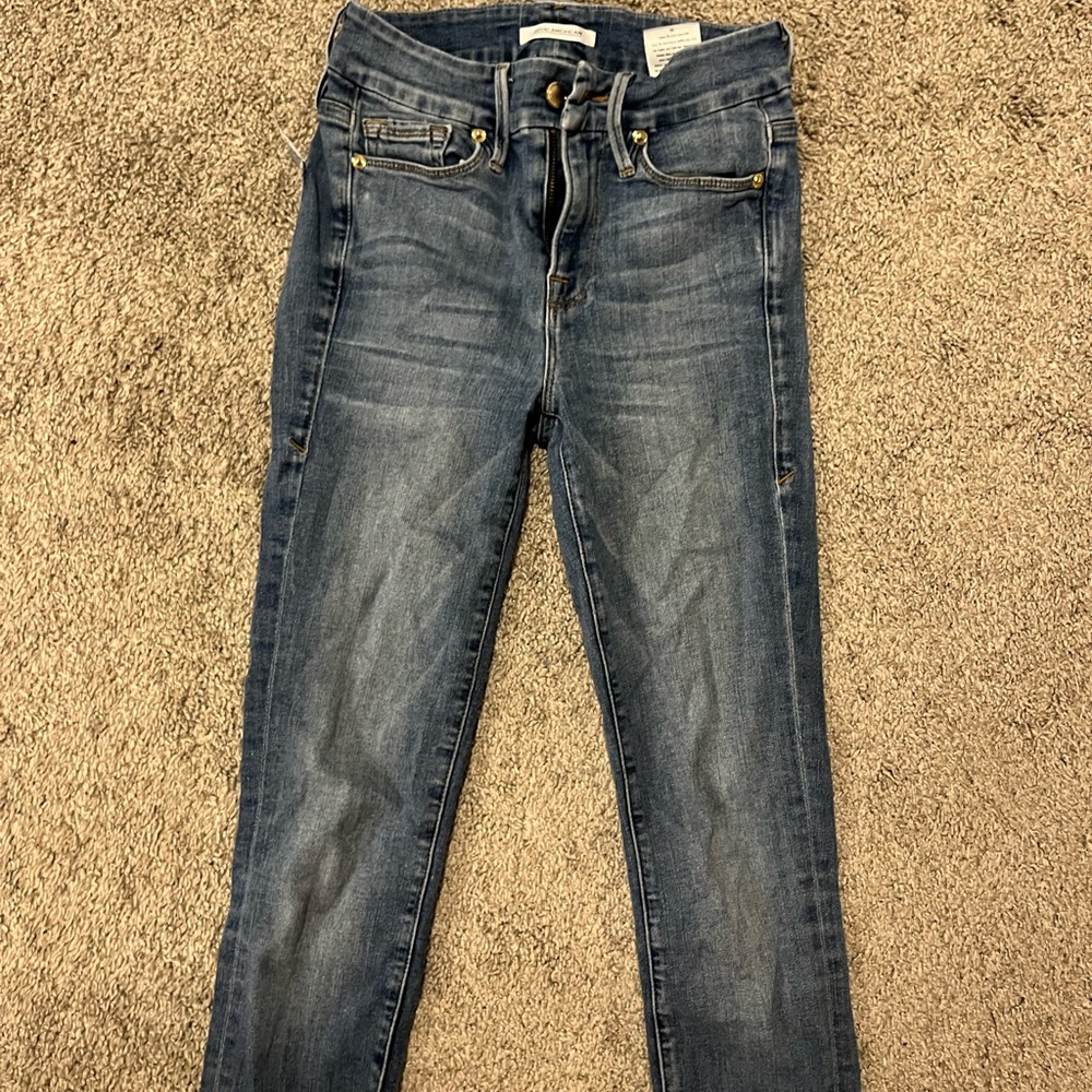 Good American jeans. Distressed back pocket.